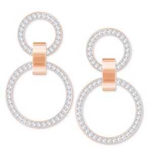 Swarovski Pavé Double-Hoop Chandelier Earrings